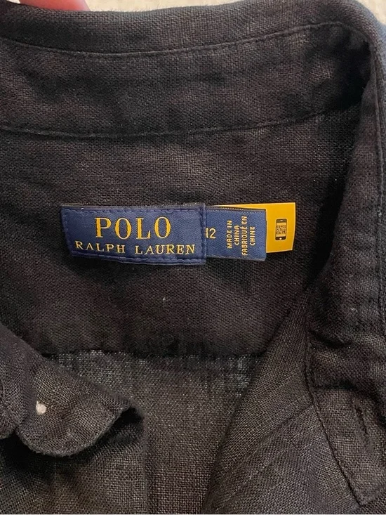 Polo Ralph Lauren Kingsley Black Linen Midi Shirtdress Sleeveless Pockets Sz 12 - Picture 4 of 14